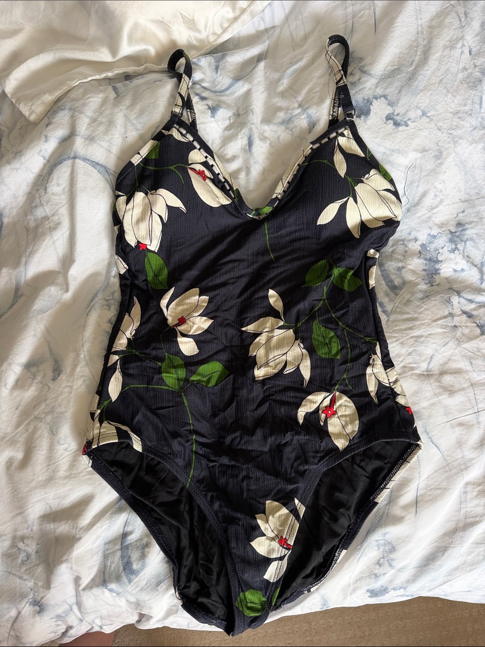 Robin Piccone Navy Floral One-Piece Swimsuit - size 8